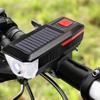 Велосипедный Солнечный Фонарь с USB-зарядкой, Передний Велосипедный Фонарь, Ночные Огни для Езды с Звуковым Сигналом для Горного и Дорожного Велосипеда