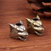 Animal Wolf Warriors Head Sculpture Brass Umbrella Rope Bead Diy Handmade Lanyard Jewelry Accessories Outdoor Tool Pendant