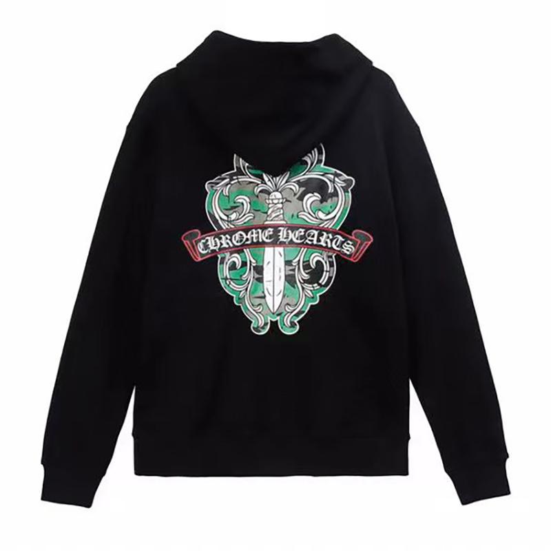 834 CHROME HEARTS Осень-Зима Новая Классический Стиль Большой Размер Толстовка с Капюшоном на Молнии с Логотипом, Подходит для Ношения Парами