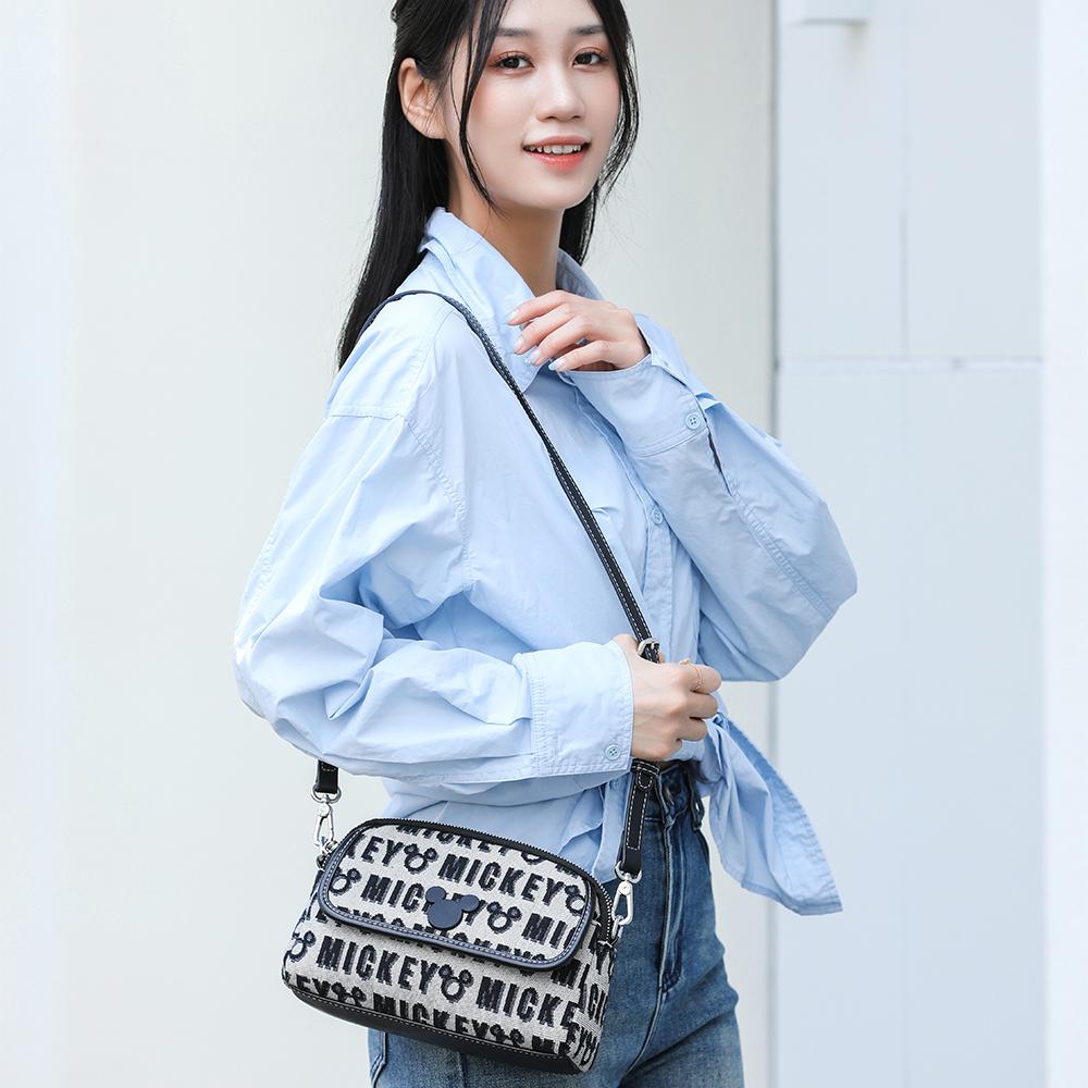 New Disney Mickey Series Fabric Shoulder Bag, Crossbody Bag, Shoulder Bag Regular Women's Black BMK-71659B