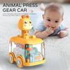 Press Gear Car Toy Inertia Pull-back Light Up Car Baby Puzzle Sliding Animal Car