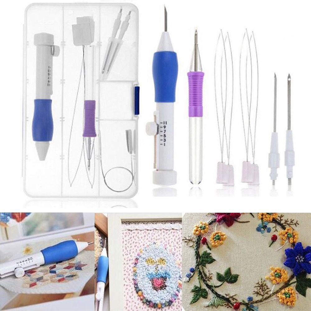 9Pcs/Box Magic ABS Plastic Threaders Embroidery Pen Set Sewing Knitting Punch Needle