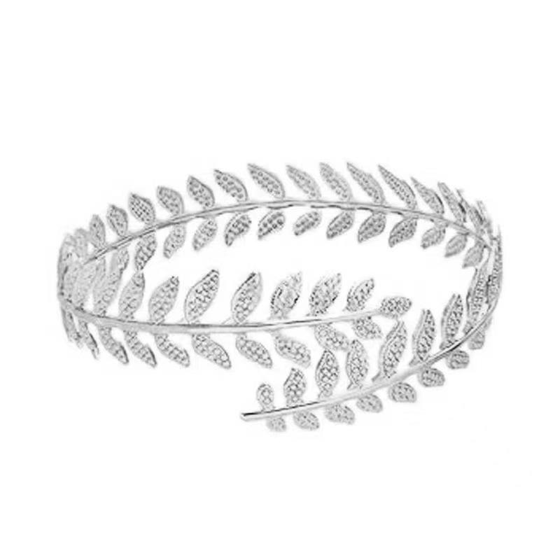 Геометрический металлический набор браслетов: Преувеличенные браслеты-манжеты с листьями, открытый дизайн, шесть штук