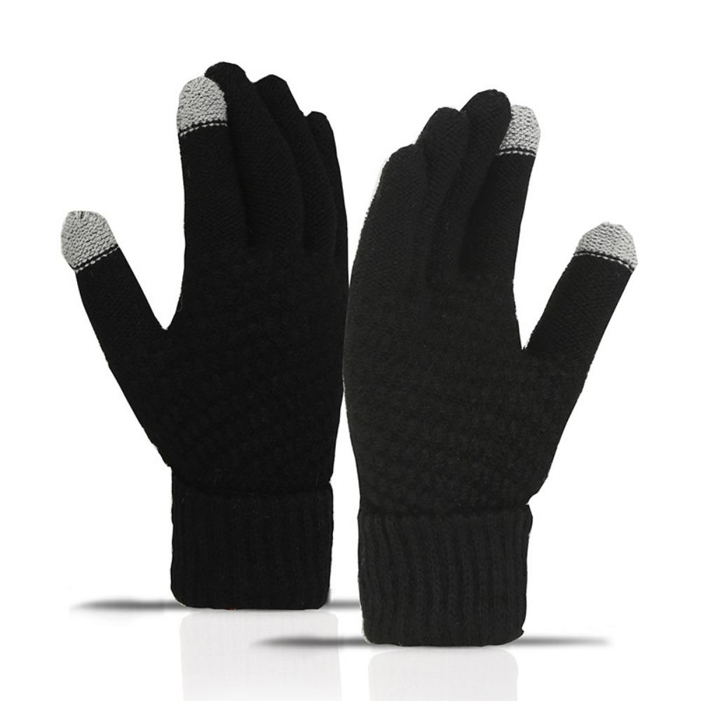 Cute Student Gloves with Winter Velvet Windproof and Cold Proof Cycling Knitted Touch Screen Warm Gloves for Women In Autumn and Winter