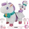 [PACZB][1] Interactive Plush Unicorn on a Leash, Battery Operated / WHITE / U881B