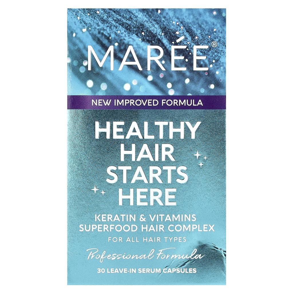 Maree Масло для укладки волос, куртин и аргановое масло с витаминами А, Е, В5, для всех типов волос, цветочное, несмываемая сыворотка, 30 капсул