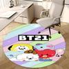 BT21 K-Pop Коврик для стула Круглый ковер-Ковер для офиса, Машинная стирка, Нескользящий, Подходит для гостиных, спален