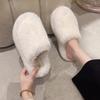 Зимние женские тапочки с мехом, туфли с покрытием для пальцев, пантофлы с низкой платформой, модные плюшевые туфли 2024 года, мягкие, массажные, на плоской подошве, роскошные, римские туфли