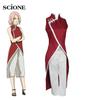 Anime Costume Haruno Sakura Cosplay Cheongsam For Girls Red Cheongsams Party Show Short Sleeves