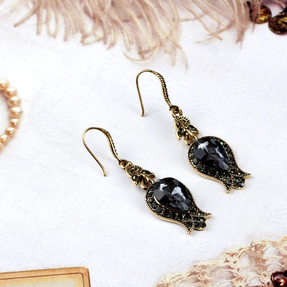 Grey Crystal Turkish Women's Earrings Vintage Wedding Jewelry Earrings Gift