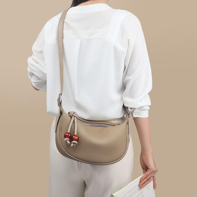 Bag Women'S Bag Leather Shoulder Messenger Bag Fashion Versatile Light Luxury Niche High-End Dumpling Bag
