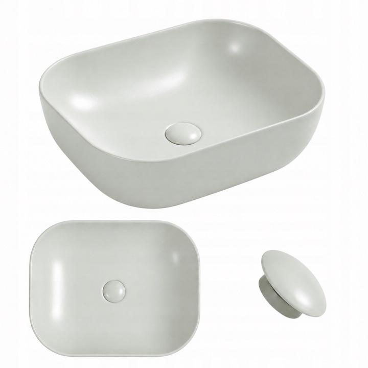 Bella countertop washbasin 50.5X40.5 CM oval light grey matt