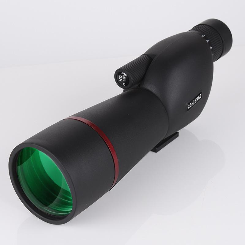 Приятный Глаз 25-75X60 HD Подзорная труба для наблюдения за птицами, Черный телескоп с высокой кратностью и угловым окуляром с зеленым покрытием