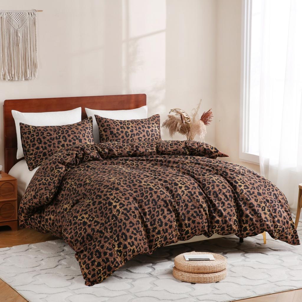 Золотой Черный Леопардовый Принт Пододеяльник Твин Квин Кинг Африканское Сафари Животное Гепард Постельное Белье Комплект Реверсивный Геометрический Чехол для Одеяла