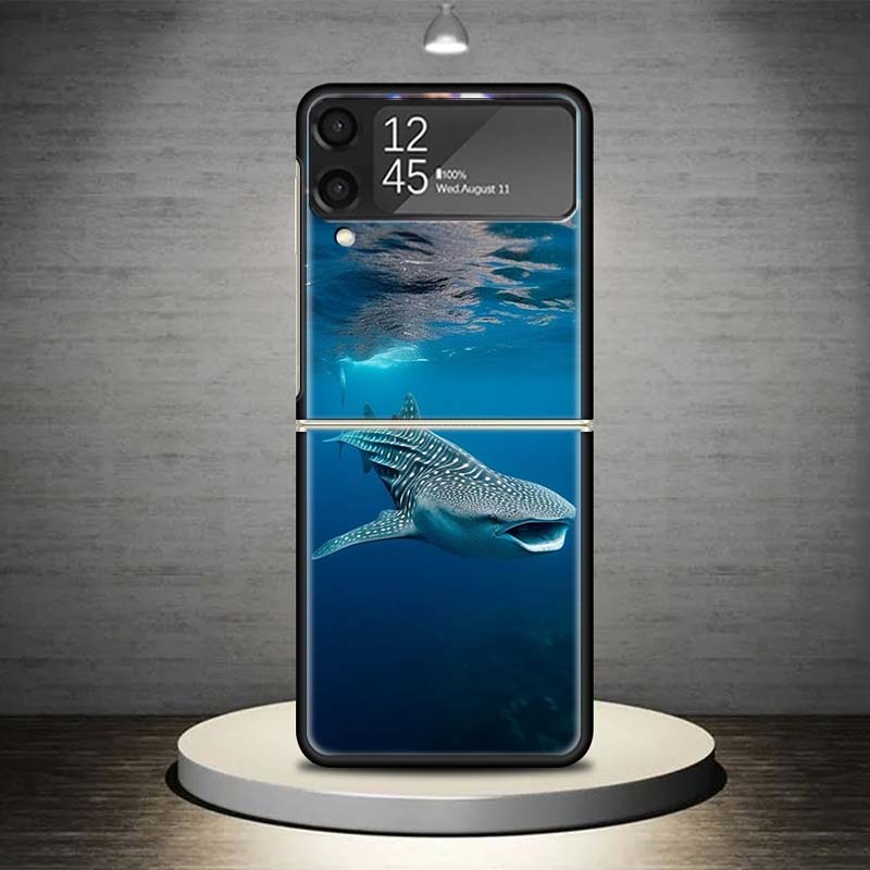 Чехол для телефона Океанская китовая акула для Samsung Galaxy Z Flip 7 6 5 4 3 5G Ударопрочный чехол Z Flip7 Flip6 ZFlip5 Flip3 Flip4 Роскошный She