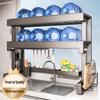 Gunmetal Grey Stainless Steel Double-Layer Dish Rack
