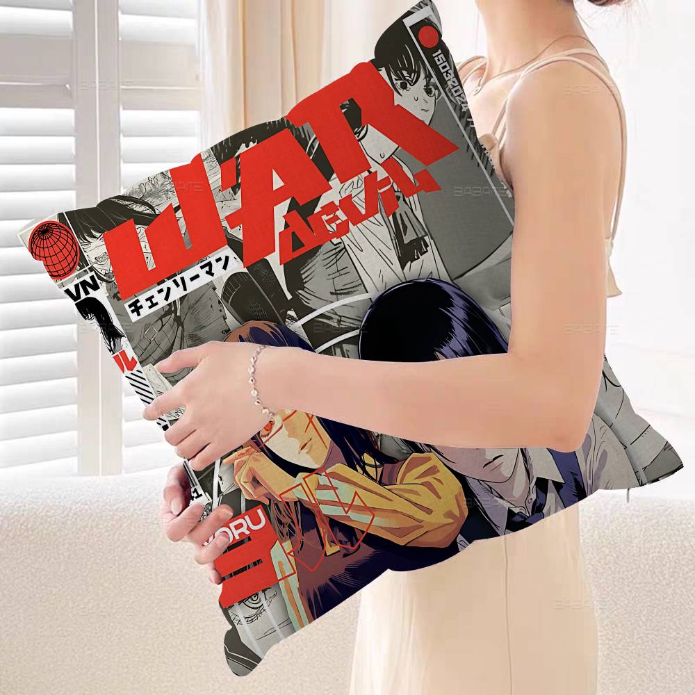 Amine Girl Mitaka Asa Chainsaw Man Cushion Cover Polyester Sofa Cushions Decorative Throw Pillows Home Decoration Pillowcover