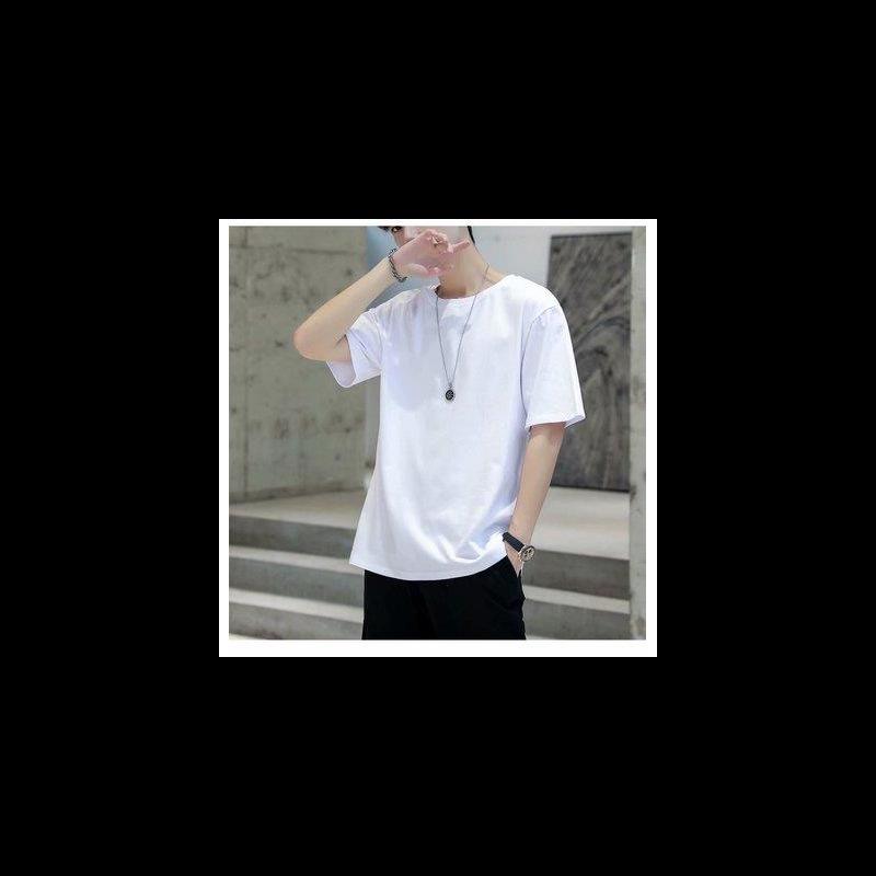 Мужская облегающая трикотажная футболка в корейском стиле с коротким рукавом и круглым вырезом
