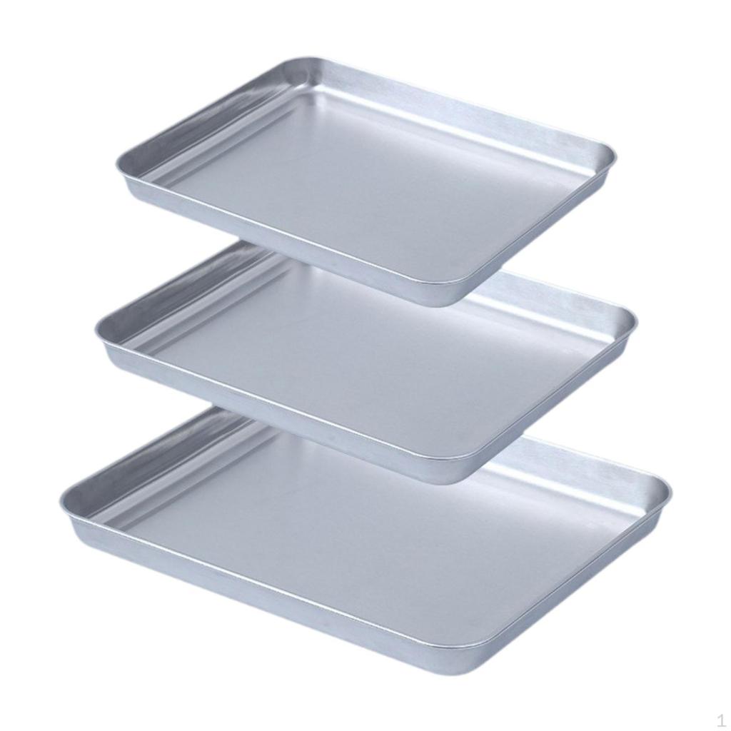 Противень для выпечки из нержавеющей стали, многоразовые пищевые лотки с плоской поверхностью, прямоугольный противень для духовки
