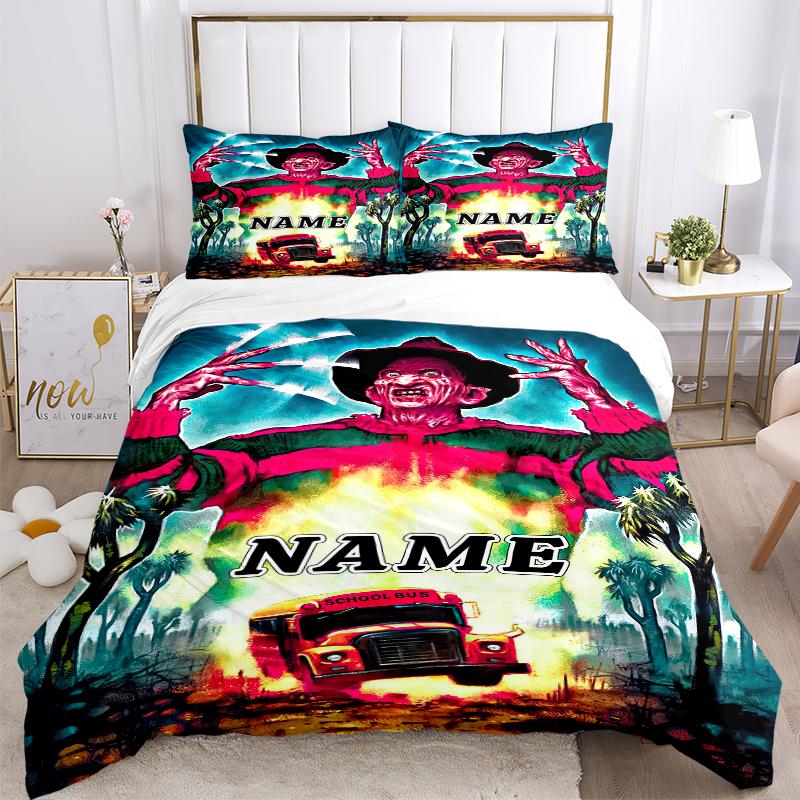 Custom Textile Nightmare Icon Bedding 3 Piece Set HD Print Duvet Cover Pillowcases for Teens Adult Bedroom Decoration