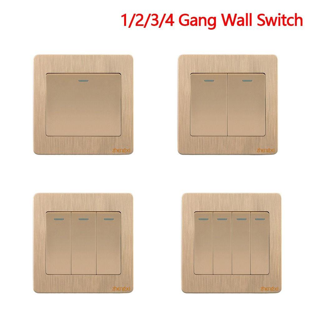 with LED Lamp Wall Switches Gold 1/2/3/4 Gang New Wall Light Switch Panel