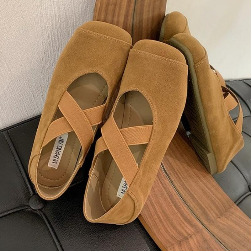 2024 Новые однотонные туфли Мэри Джейн с перекрестными резинками, ретро балетки на плоской подошве для женщин, для улицы, весна, лето и осень