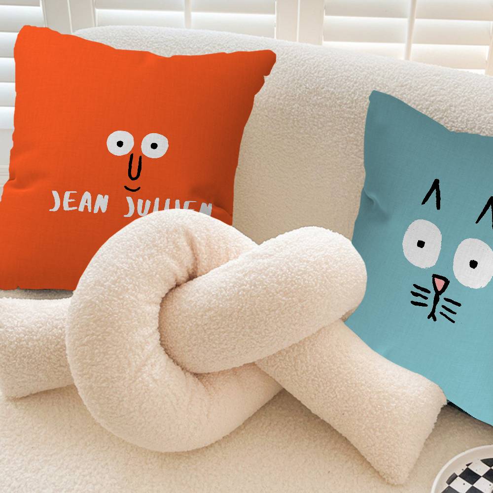 Art J-Jean J-Jullien Cushion Cover Car Throw Pillow Case For Sofa Car Christmas Gift 40X40Cm 45X45Cm