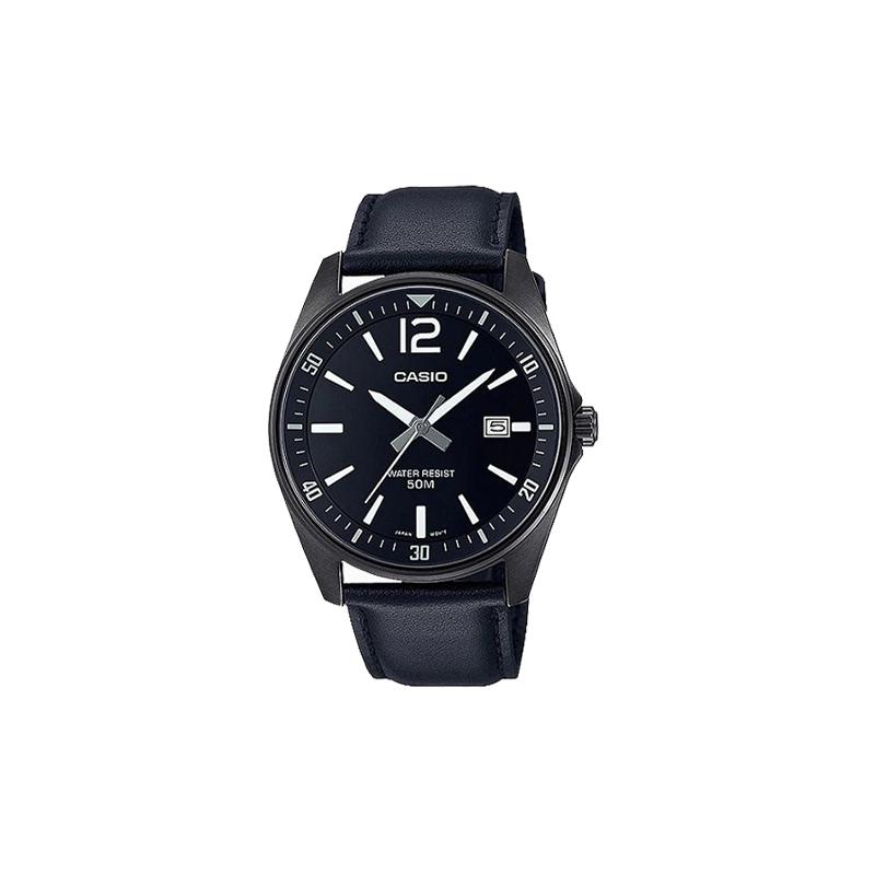 Casio Водонепроницаемость 50 метров Кварцевые кожаный ремешок 48*42.2*8.2мм мужские часы черный циферблат MTP-E170BL-1B