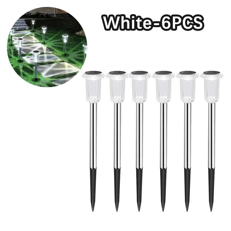 Садовые фонари из нержавеющей стали на солнечной батарее, водонепроницаемые, для наружного освещения дорожек, автоматическое включение/выключение, ландшафтный декор для двора, солнечная энергия