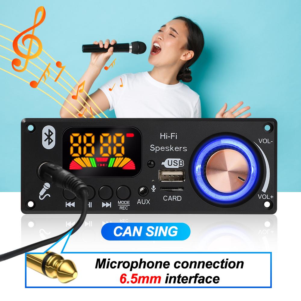 160 Вт усилитель Bluetooth декодер плата DIY 12 В 6,5 мм микрофон FM радио TF USB автомобильный аудио плеер динамики регулятор громкости