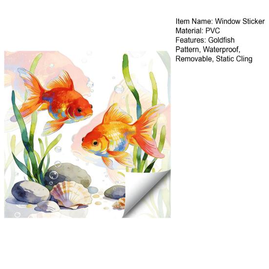 Goldfish Window Sticker Static Cling Window Decal Waterproof Removable Window Cling for Bathroom Living Room Bedroom