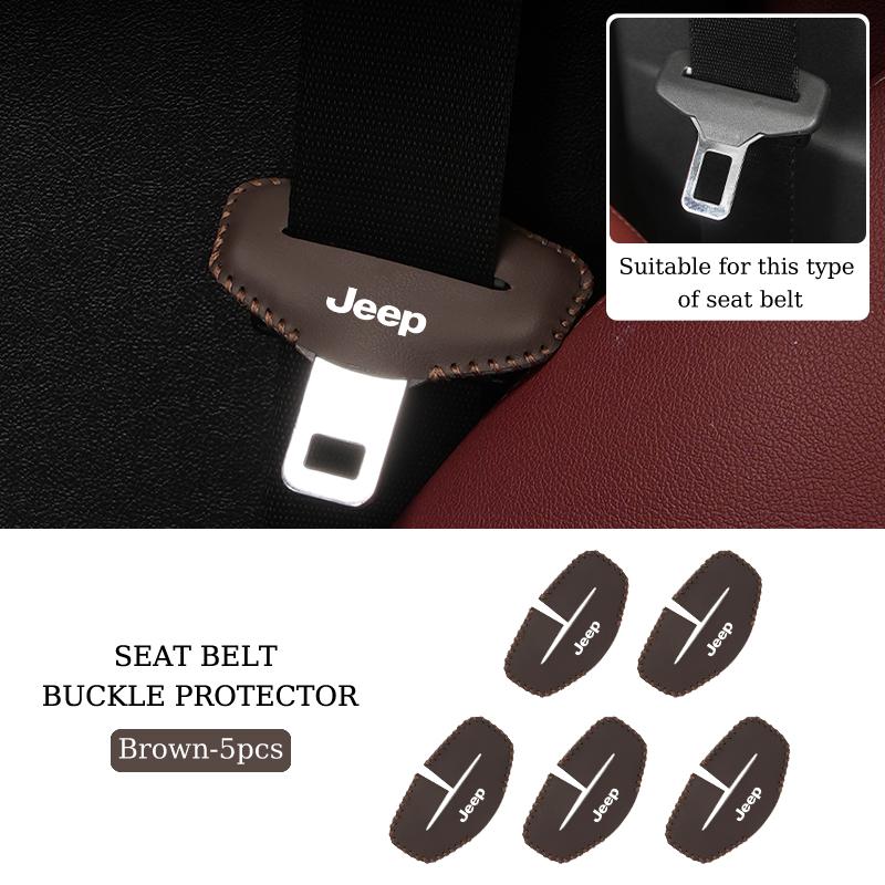 Car Seatbelt Buckle Cover Leather Seatbelt Anti-Scratch Mat Accessories For Jeep Renegade Grand Cherokee Compass Patriot Wrangle AKV1