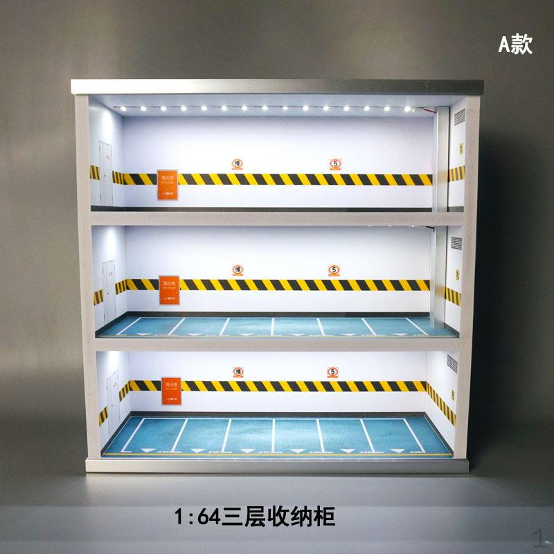 1:64 Diecast Car Display Case Vehicle Scene Toy Background, Backdrop Collection Garage Diorama with