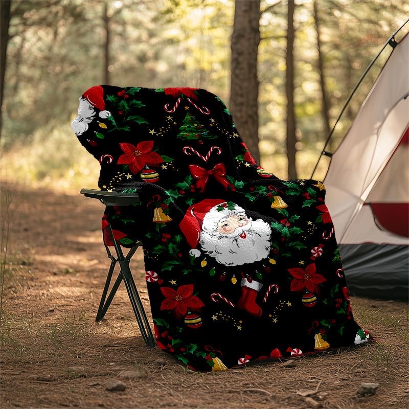 Christmas Santa Claus Theme Printed Blanket - Perfect for Couch, Bed, Travel & Outdoor Use | Machine Washable, Cozy & Durable.