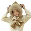 Winter Cute Bear Hat, Parent-Child Style, Children'S And Adults' Scarf Integrated Pullover Hat, Warm Thickened Plush Hat