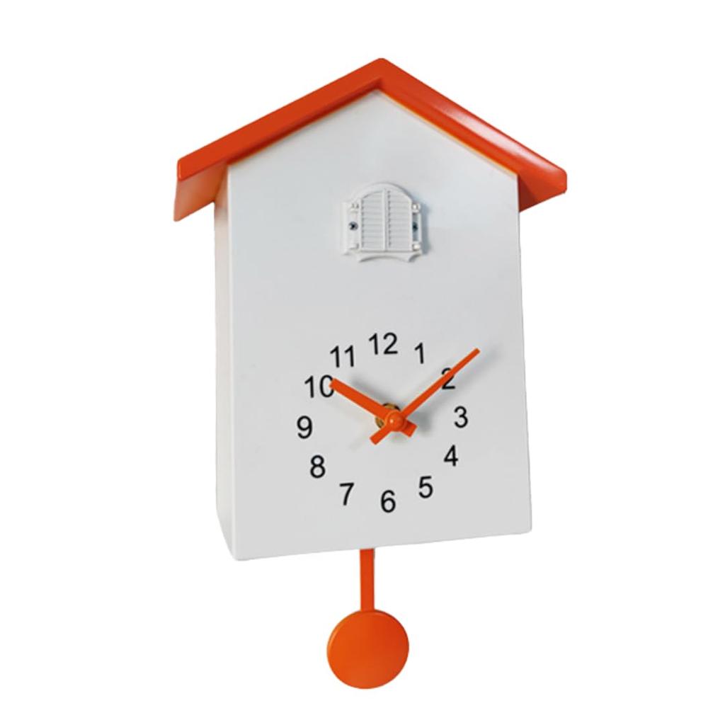 Asdays Cuckoo Clock, Wall Clock, 2-Way, Cute Pendulum Clock, Analog Table Clock, Rhythm (Orange)