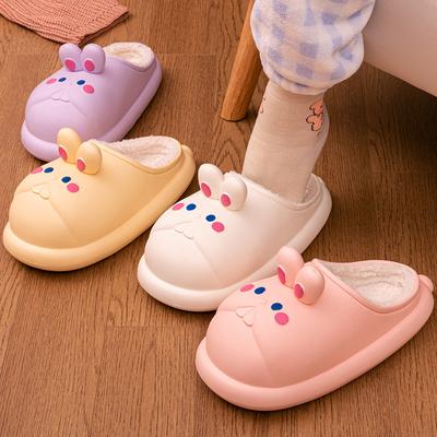 Детские водонепроницаемые хлопковые тапочки женские осенне-зимние домашние бытовые теплые милые родительско-детские хлопковые тапочки плюшевые зимние