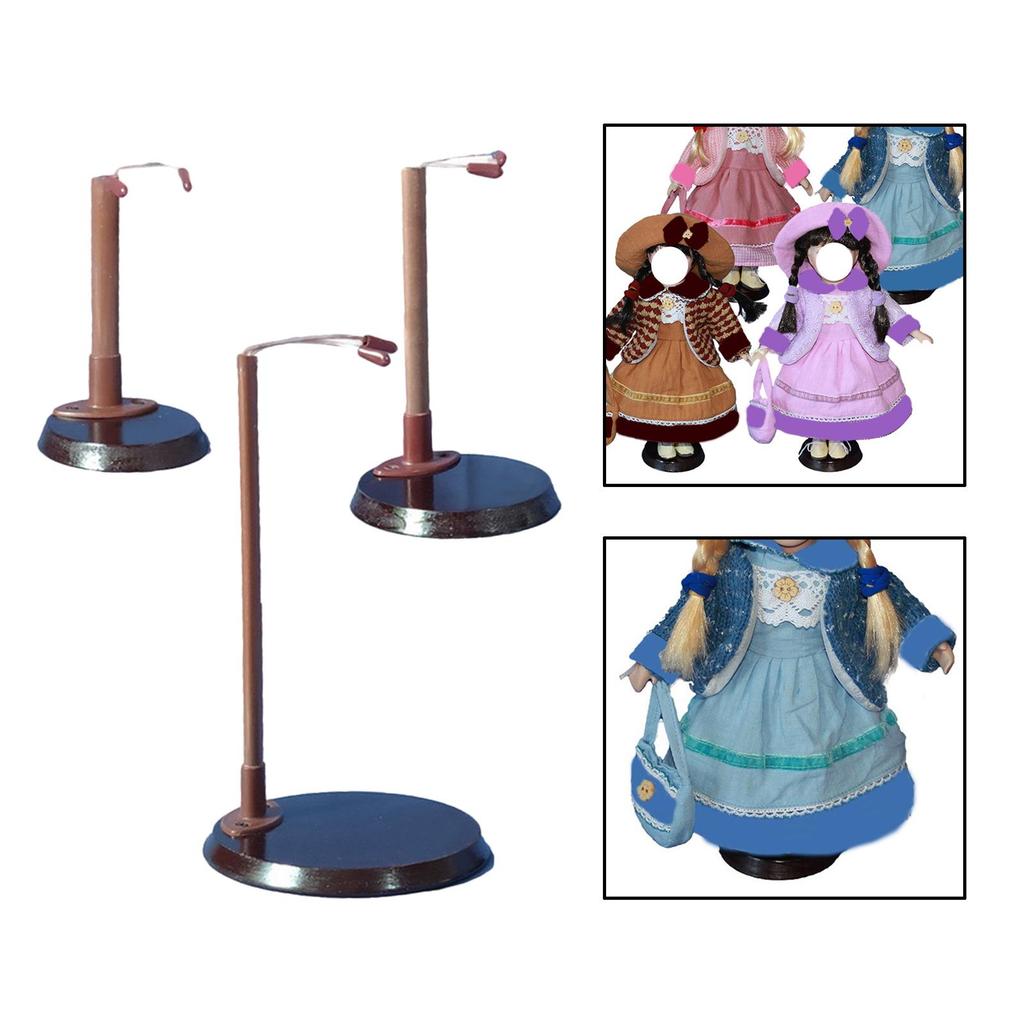 Wooden Doll Stands Display Holder Prop up Girl Dolls 20-60cm Doll Accessories with Stainless Steel Base Doll Model Support Frame