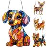 Dog Sign Sun-catcher Wall Sign 2D Acrylic Window Hanging for Home Room Garden Animal Ornament
