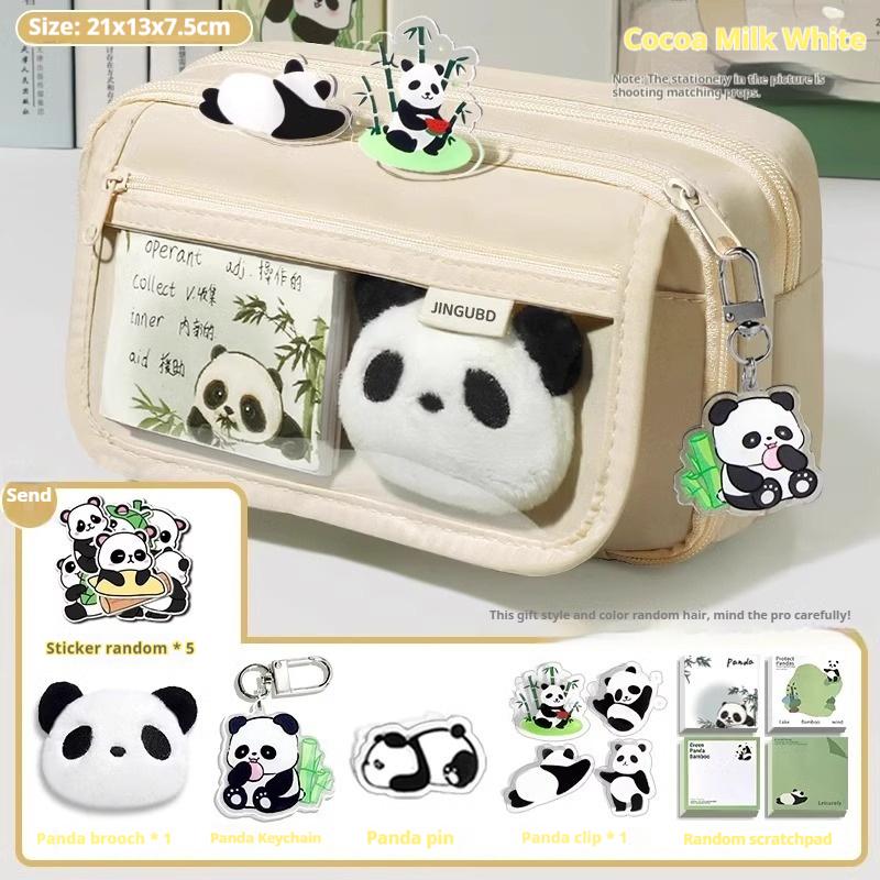 Пенал с пандой, большой вместимости, высокая эстетическая ценность, набор принадлежностей для студенток, сумка для канцелярских товаров для средней школы