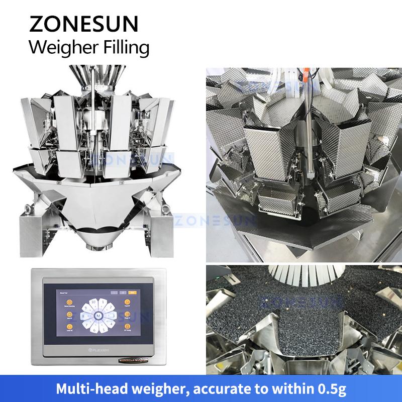 ZONESUN ZS-GWF14 Automatic Weighing and Filling Line Mutihead Weigher Packing Machine