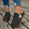 Flat Bottomed Casual Half Slippers for Women, Solid Color Wedge Heel Metal Buckle Beach Slippers