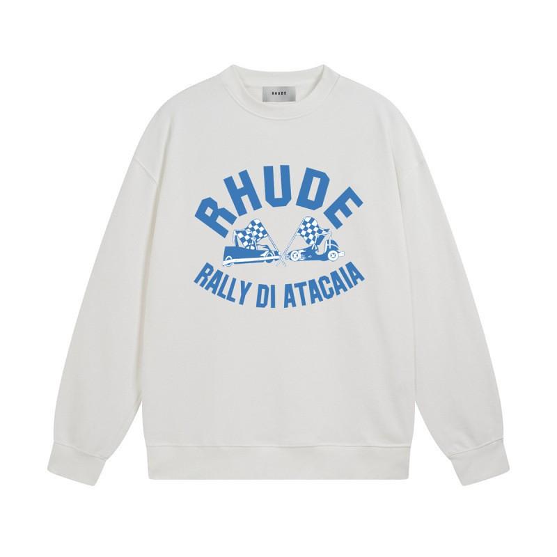 Rhude Vintage Letter Print Oversized Hoodie Men Women Casual Streetwear Sweatshirt