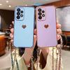 Чехол для Samsung S22 S23 Ultra S21 Plus S20 FE A53 A52 A54 A13 A34 A23 A33, ремешок через плечо, чехол в форме сердца для iphone 14 13 12 11 Pro max