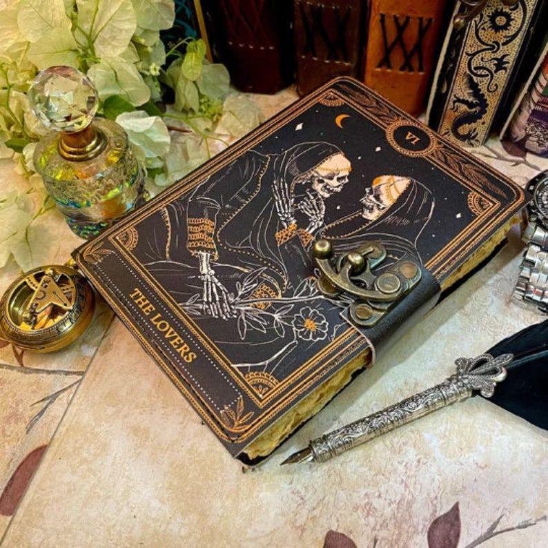 Пустая книга заклинаний теневого гримуара, журнал для влюбленных, карты Таро, журнал ручной работы, альбом для рисования и блокнот, подарки для женщин, любителей черепов