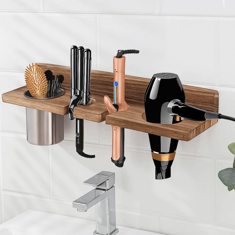 Space Saving Blow Dryer Hanger Wall-Mounted Hair Straightener Holder Hair Dryer Holder Bathroom