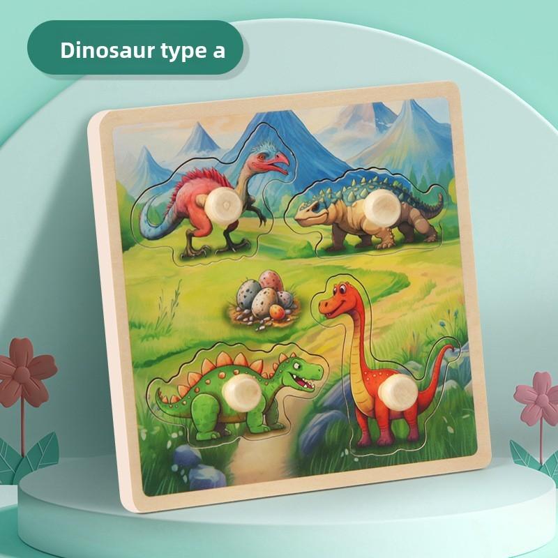 Childrens Wooden Dinosaur 3d Puzzle With Embedded Design For Cognitive Learning