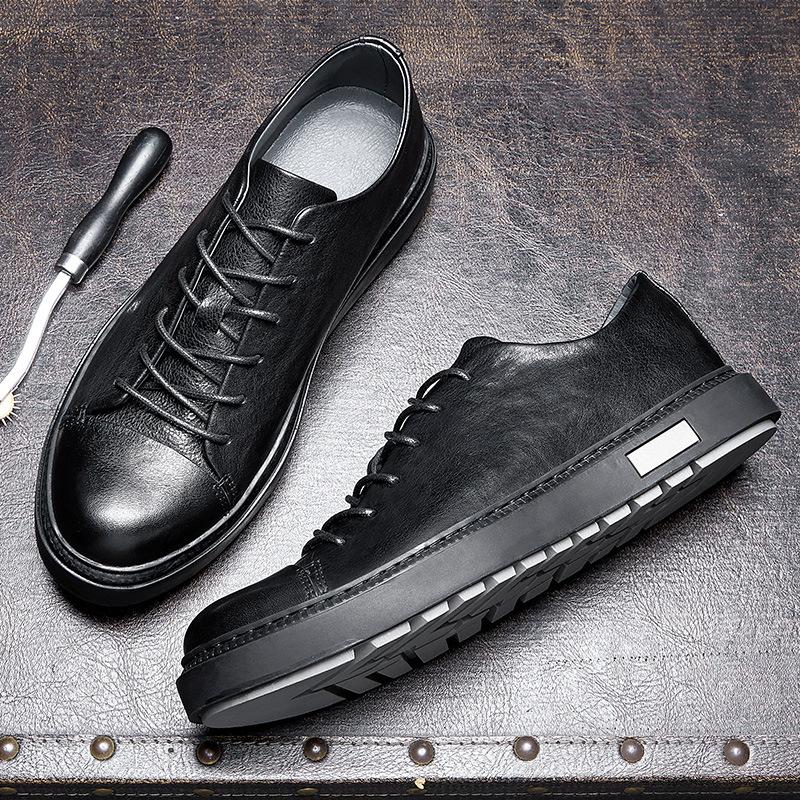 Круглая головка ретро первый слой коровьей кожи повседневные туфли на шнуровке мужские британские мягкие подошвы деловые мужские кожаные туфли натуральная кожа ручная работа