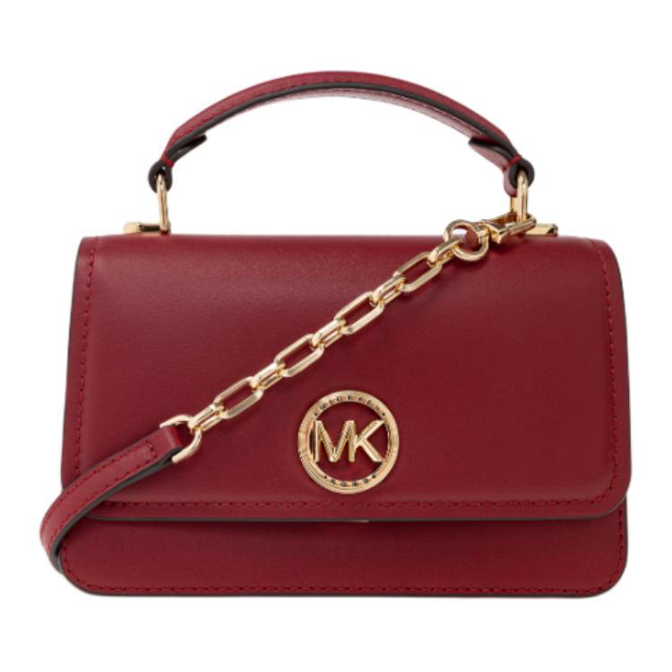 Michael Kors Кожаная сумка на плечо через тело с золотой акцентированной застежкой-пряжкой Женская сумка Глубокий красный 32T4GD8C5L-DEEPRED