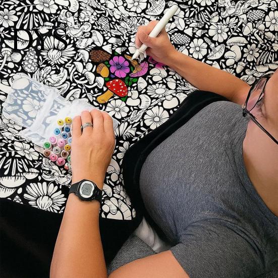 Канцелярские товары для домашнего обучения DIY Одеяло для раскрашивания с 24 маркерами, Раскрась свое одеяло, 59" x Многоразовый тканевый холст 45" Мягкий уютный плед